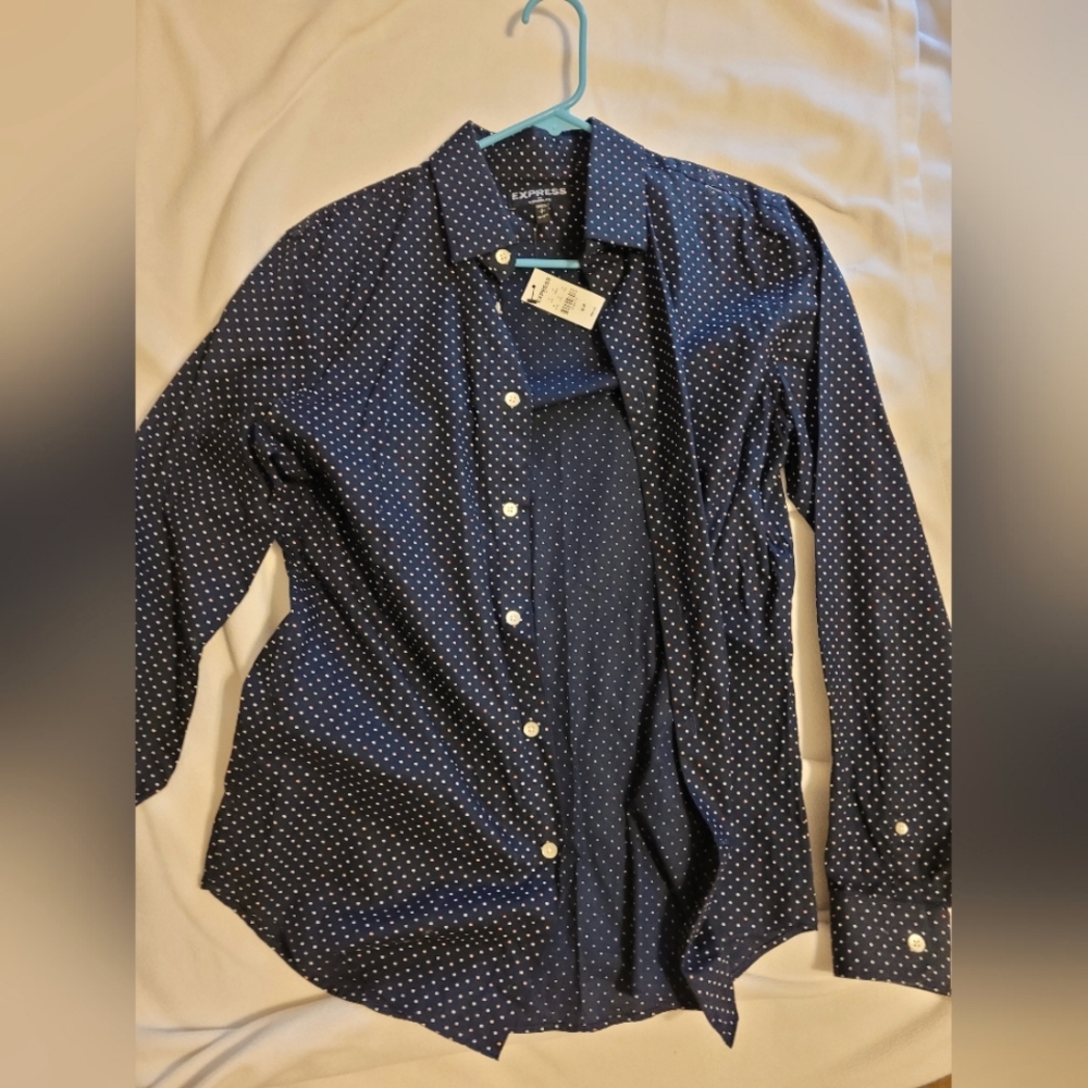 Express, Modern Fit, S, Button down with polka dots